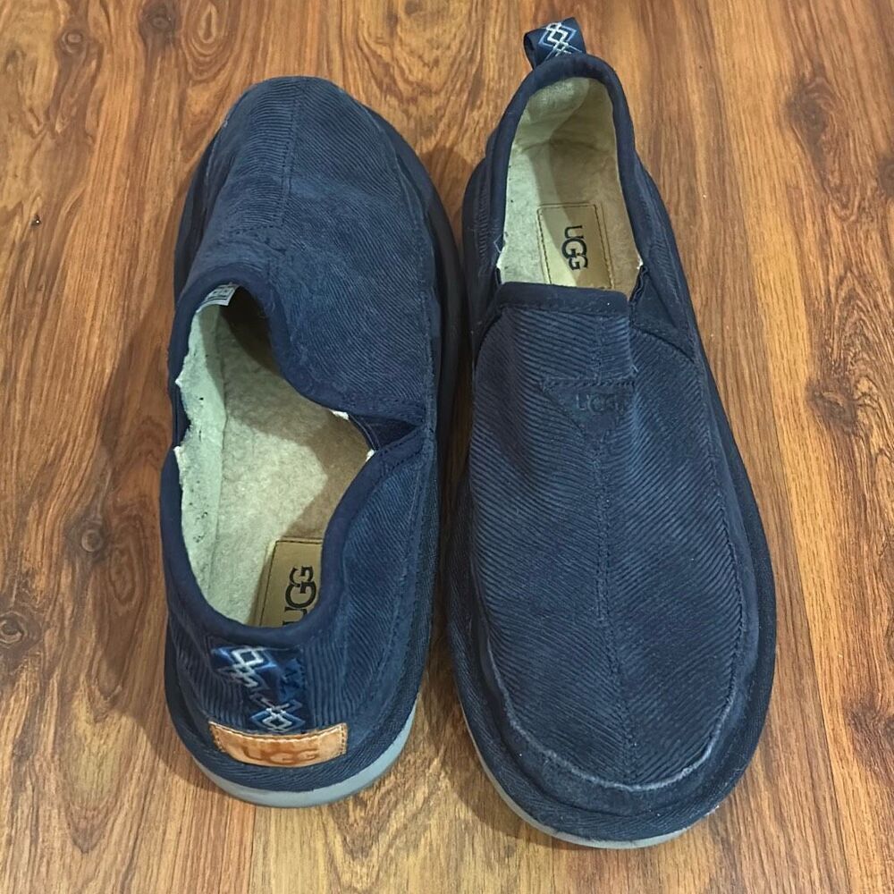 UGG Men's Romeo navy corduroy Sherpa slippers shoes size 9